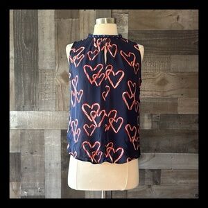 Christmas candy cane heart navy blouse small beaded glam holiday party winter